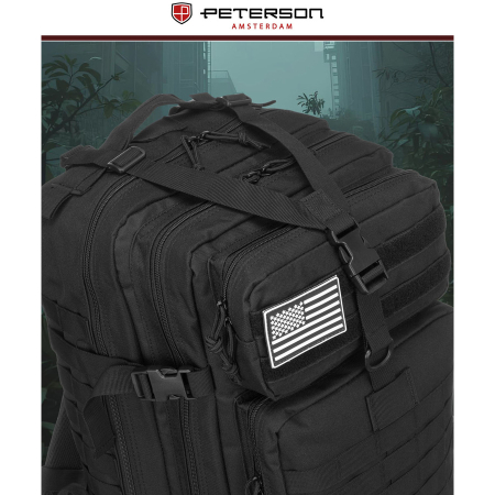 Rucsac militar tactic mare, fabricat din nailon negru - Peterson PTR-PTN BL096-8090 BLACK [14]