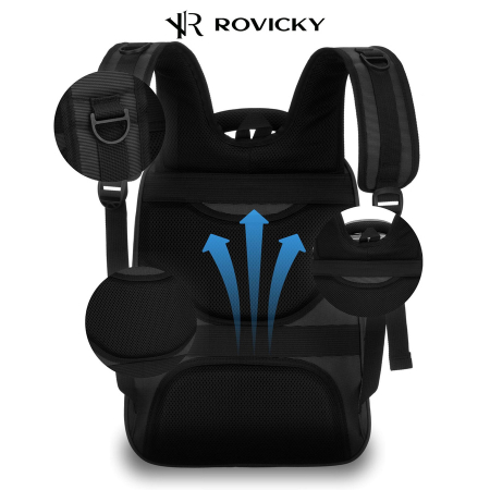 Rucsac negru de călătorie cu compartiment pentru laptop - Rovicky PTR-R-PTY-06-2102 BLACK [5]