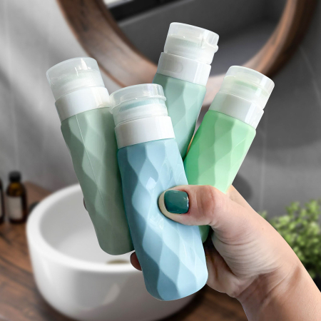 Bidon de călătorie din silicon în nuanțe de verde - Peterson PTR-SBP-90-SET4-0450 GRE [6]