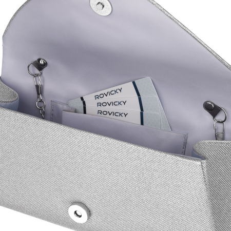 Geantă tip clutch pentru femei cu sclipici, din material sintetic, de culoare argintie - Rovicky PTR-R-XS029-2-0740 SILVE [5]