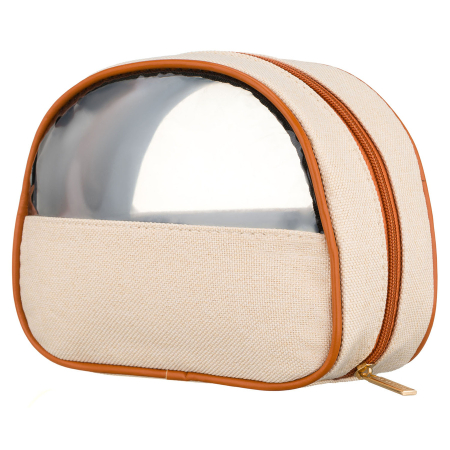 Geantă cosmetică din material sintetic bej și maro, cu panou transparent și închidere cu fermoar - Peterson PTR-PTN KOS-DA-17-3514 B [2]