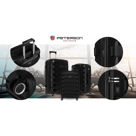 Set de valize negre din polipropilenă cu încuietori cu combinație - Peterson PTR-PTN HPP-01-SET3-1754 [3]