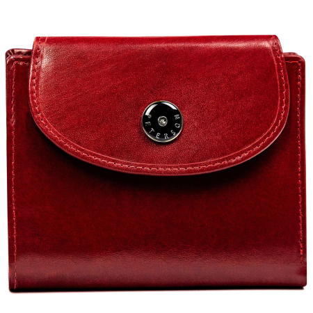 Portofel de damă din piele naturală, de culoare roșie, cu închidere cu capsă - Peterson PTR-PTN 70614-9-TVT RED [1]