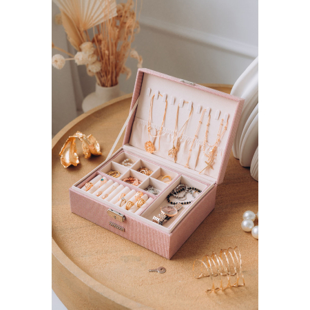 Cutie de bijuterii roz cu cheie și închidere cu zăvor - Peterson PTR-PTN SZK-11-5950 ROSE [4]