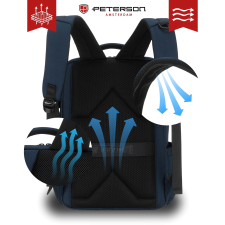 Rucsac de călătorie bleumarin din poliester cu compartiment pentru laptop și bretele reglabile - Peterson PTR-PTN HY241-7031 NAVY [7]