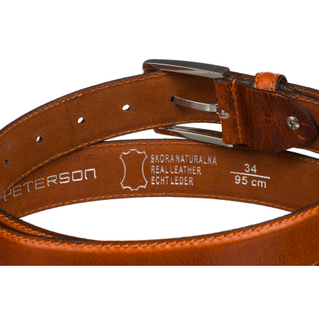 Curea clasică din piele pentru bărbați - Peterson PTR-PTN LTP-CRU-85 TAN [4]