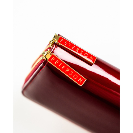 Portofel de damă cu fermoar, mărime medie, roșu, din piele ecologică lăcuită - Peterson PTR-PTN 007-BC-7274 [5]