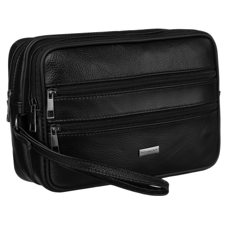 Genti Barbati de Umar - Geanta barbateasca din piele neagra cu buzunare exterioare - Rovicky PTR-R-13208-2099 BLACK