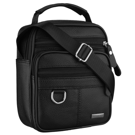 Accesorii Barbati - Geantă de umăr bărbătească neagră din piele naturală, cu un singur compartiment - Rovicky PTR-R-ST7-03-7595-BLACK