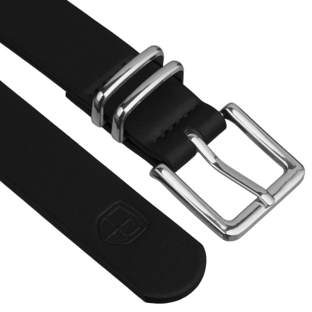 Curea de damă neagră, îngustă, din piele ecologică, cu cataramă argintie - Peterson PTR-PTN STU-17S1 [2]