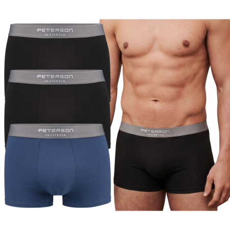 Set boxer bărbătesc din bumbac, mărime M, negru, bleumarin - Peterson PTR-PTN MY-3-B01M-BL-NV [0]