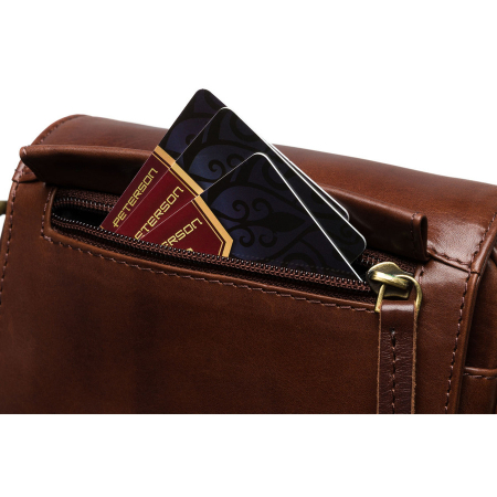 Geantă de umăr bărbătească din piele naturala maro - Peterson PTR-PTN 512-TUM-0543 BRO [7]