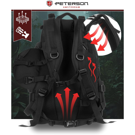 Rucsac militar sport negru cu bretele reglabile - Peterson PTR-PTN BL075-8076 BLACK [6]