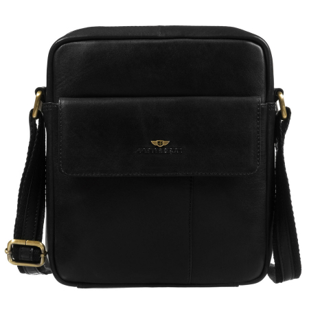  Handbags - Geantă bărbătească din piele naturală neagră, cu fermoar și închidere magnetică - Peterson PTR-PTN 719-TUM-0512 BLA