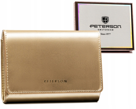Portofele Dama - Portofel dama din piele Peterson PTR-PTN 013-LAK-8438 GOL