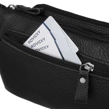 Borsetă bărbătească din piele neagră cu închidere cu fermoar - Rovicky PTR-R-ST7-05-7618-BLACK [5]