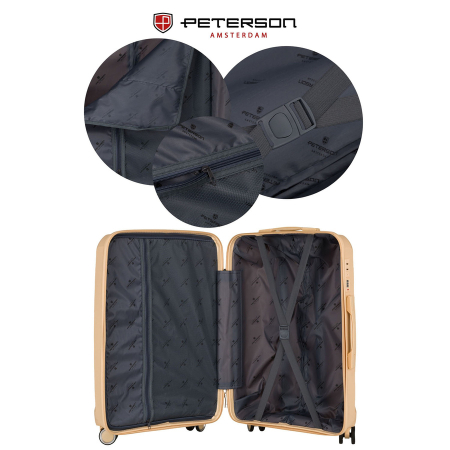 Valiză mică de cabină din polipropilenă, bej, cu mâner telescopic extensibil - Peterson PTR-PTN HPP-01-W-S-1846 [7]