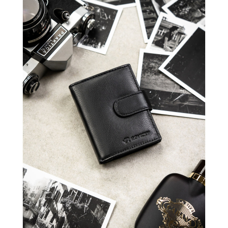 Portofel vertical bărbătesc din piele naturală neagră cu închidere cu capsă - Rovicky PTR-0720L-RVD-0246 BLACK [2]