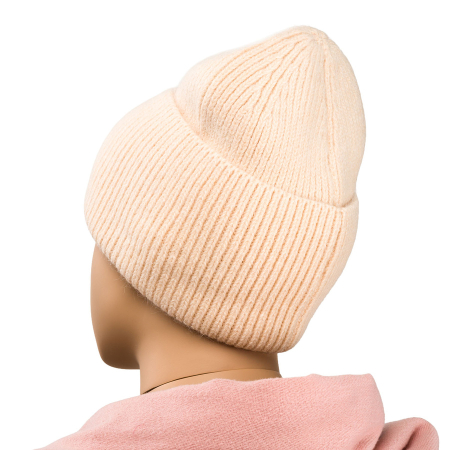 Căciulă beanie de iarnă pentru femei, bej, mărime universală, cu logo-ul mărcii - Peterson PTR-PTN HAT-10-5509 CREA [6]