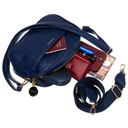 Geantă de damă bleumarin urbană și la modă, cu două curele și breloc, confecționată din piele ecologică de la Peterson PTR-PTN STY-2-F19 NAVY [10]