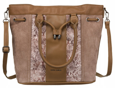 Geanta de dama din piele ecologica cu motiv piele de sarpe - David Jones PTR-6885-5 CAMEL [1]