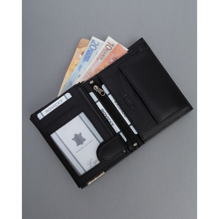 Portofel mare bărbătesc din piele neagră, fără închidere exterioară - 4U Cavaldi PTR-N4-P-PDM-BL BLACK [5]