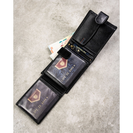 Set cadou portofel și breloc bărbătesc din piele neagră - Peterson PTR-PTN EHP-GVT-1549L BL [8]