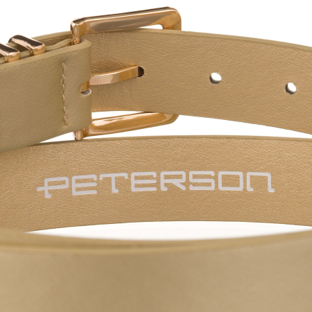Curea de damă bej, îngustă, din piele ecologică, cu cataramă aurie - Peterson PTR-PTN STU-20G1 [4]