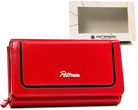 Portofele Dama - Portofel dama din piele naturala Peterson PTR-PTN KA-25-9542 RED/B