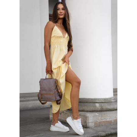 Rucsac urban pentru femei, confecționat din nailon și piele ecologică, de culoare bej PTR-PTN JN-12-0214 BEIGE [5]