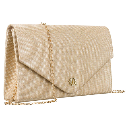 Import - Geantă tip clutch pentru femei cu sclipici, din material sintetic, de culoare aurie - Rovicky PTR-R-XS030-2-0832 GOLD