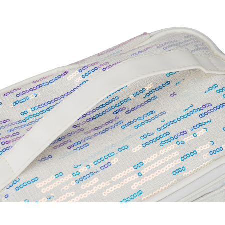 Geantă cosmetică albă din material sintetic, decorată cu paiete, prevăzută cu un mâner confortabil - Peterson PTR-PTN KOS-DA-18-3521 W [5]