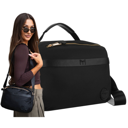 Geantă de damă din nylon negru, cu un singur compartiment, închidere cu fermoar - Peterson PTR-PTN JN-13-0252 BLACK [1]