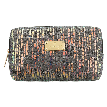 Geantă cosmetică neagră din poliester decorată cu paiete, închidere cu fermoar - Peterson PTR-PTN KOS-DA-19-3576 B [1]