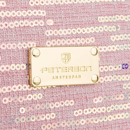 Geantă cosmetică de călătorie din material sintetic roz, decorată cu paiete - Peterson PTR-PTN KOS-DA-18-3538 P [3]