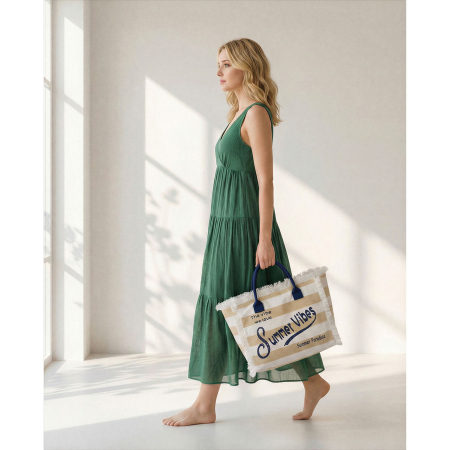 Geantă mare de plajă cu fermoar, albă și bej, geantă shopper - Peterson PTR-PTN MX05-M-WHITE-BEI [19]