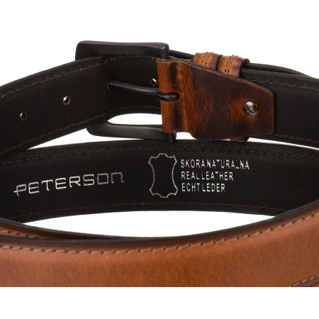 Curea bărbătească din piele maro cu cataramă clasică și două găici - Peterson PTR-PTN LTP-32 [5]