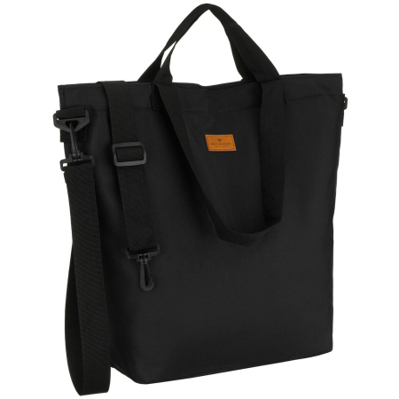 Genti Dama - Geantă mare de damă, neagră, cu închidere cu fermoar și buzunar exterior, compartiment unic - Peterson PTR-PTN TZ15605-7627 BLA