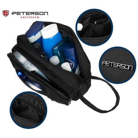Geantă neagră pentru cosmetice de călătorie din poliester cu mâner confortabil - Peterson PTR-PTN KOS-YG-03 BLACK [6]