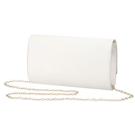 Geantă tip clutch de damă din material sintetic alb, suspendată cu lanț - Rovicky R-XS028-3-0665 WHITE [2]