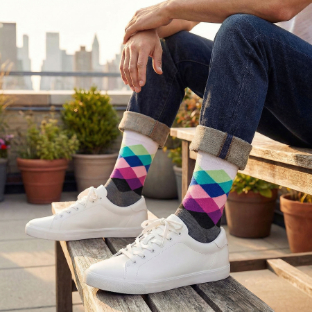 Set de șosete bărbătești multicolore, mărimea 40-45, din bumbac și poliester - Peterson PTR-PTN SML-S5-40-45-RO1 [7]