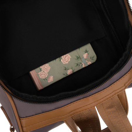 Rucsac gri de damă din nailon și piele ecologică cu curea detașabilă, compartiment unic - Peterson PTR-PTN JN-12-0238 GRAY [18]