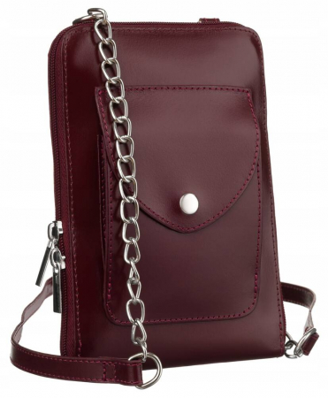 Genti Piele Naturala - Mini geanta de dama din piele naturala PTR-4822-SB-4691 CHERRY