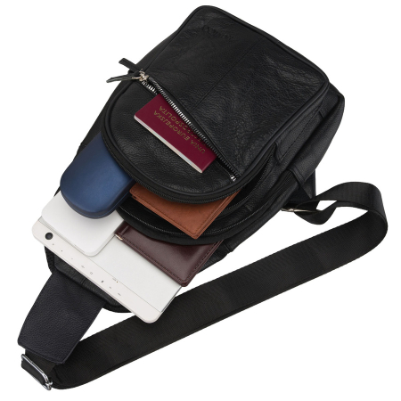 Rucsac negru de oraș cu un singur umăr, din piele naturală - Rovicky PTR-R-3015-CLB-1821 BLAC [6]