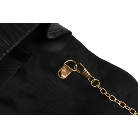Geantă tip clutch neagră de damă din piele ecologică cu dungi - Rovicky [15]