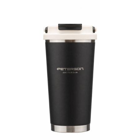 Cană termică neagră, practică, din oțel inoxidabil, cu mâner practic, capacitate 560 ml - Peterson [3]