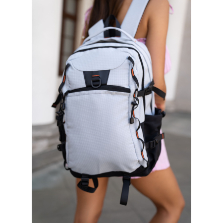 Rucsac mare, turistic, din poliester gri, cu două compartimente, cu fermoar - Peterson [6]
