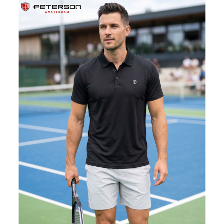 Tricou polo negru bărbătesc, croială regulată, mărimi de la M la XL - Peterson [3]
