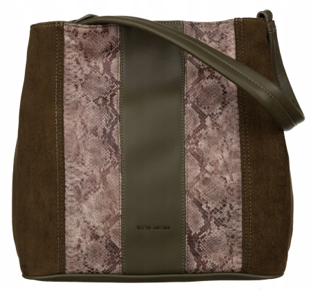 Geanta de dama din piele ecologica cu model de sarpe - David Jones PTR-6885-4 KHAKI [1]