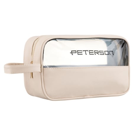  Cosmetic & Toiletry Bags - Geantă cosmetică bej din material sintetic cu panou transparent - Peterson PTR-PTN KOS-DA-21 CREAMY